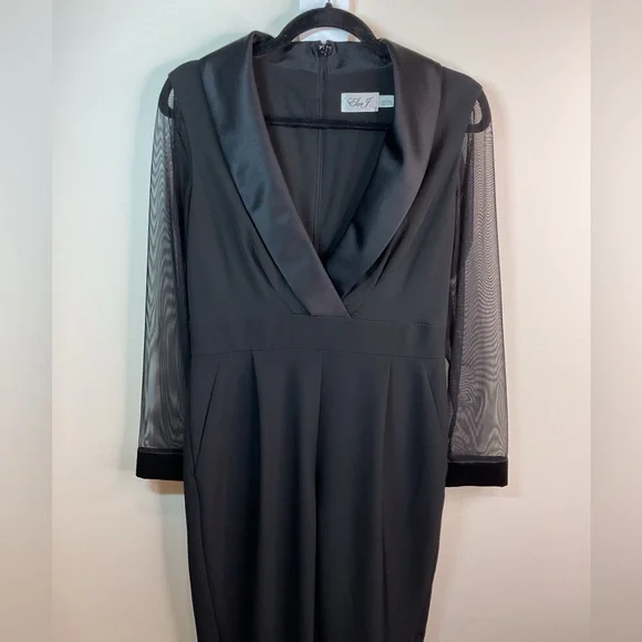 Eliza J Sheer Sleeve Black Jumpsuit (8) - Picture 6 of 13